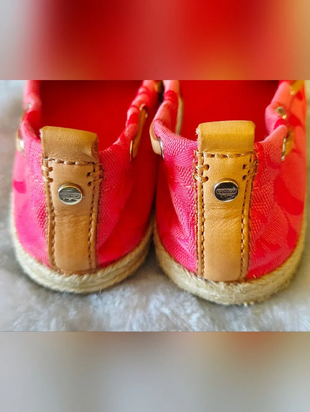 Coach Women's Coral Pink Espadrille Slip-Ons